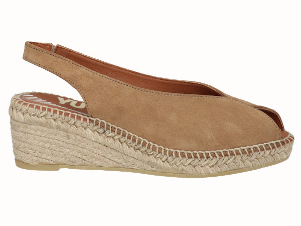 Alpargata Peep Toes Cuña YuteFlex Serraje Cuero