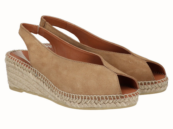 Alpargata Peep Toes Cuña YuteFlex Serraje Cuero