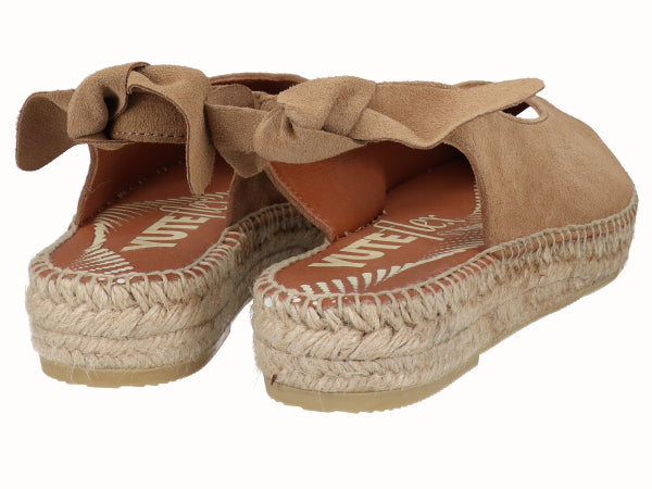 Alpargata Plana Peep Toes YuteFlex Serraje Cuero