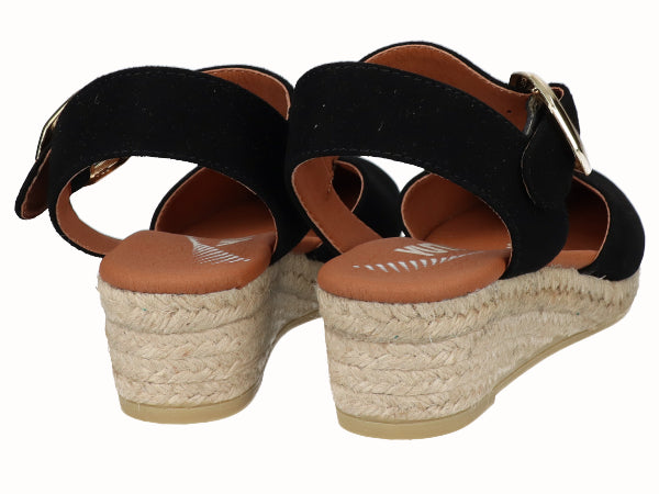 Alpargata Cuña Baja YuteFlex Piel Negro