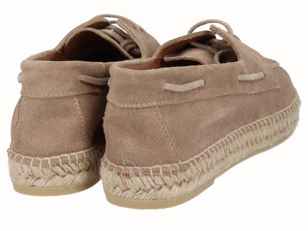 Alpargata Plana Piel Beig con Cordones