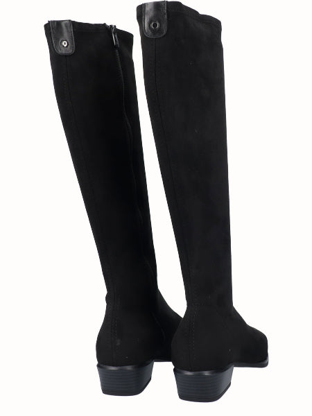 Bota Alta Licra Ante Negro