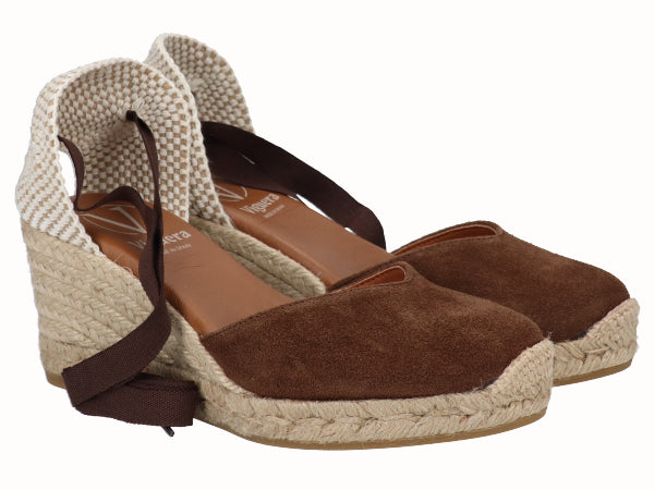 Alpargata Cuña Media Yute Cintas Moka