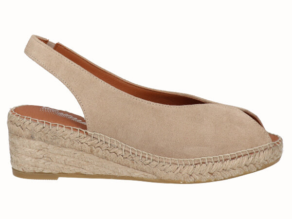 Peep Toe Espadrille Low Wedge JuteFlex Beige Suede