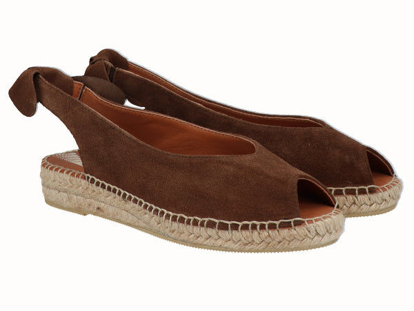 Alpargata Plana Peep Toes YuteFlex Serraje Moka