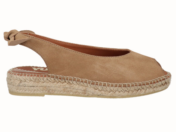 Alpargata Plana Peep Toes YuteFlex Serraje Cuero