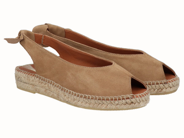 Alpargata Plana Peep Toes YuteFlex Serraje Cuero