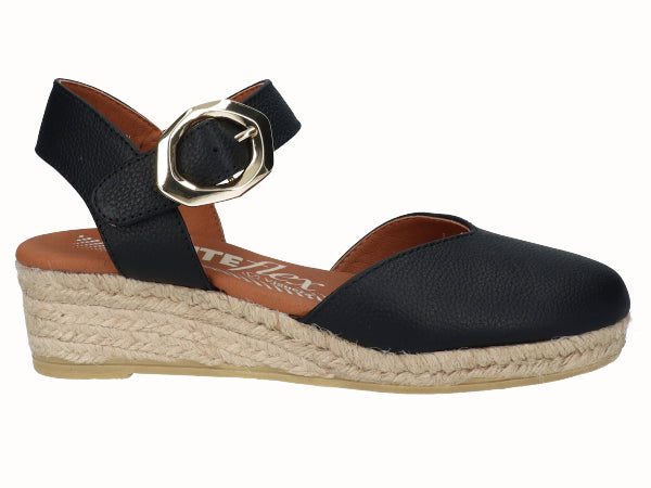 Alpargata Cuña Baja YuteFlex Piel Negro