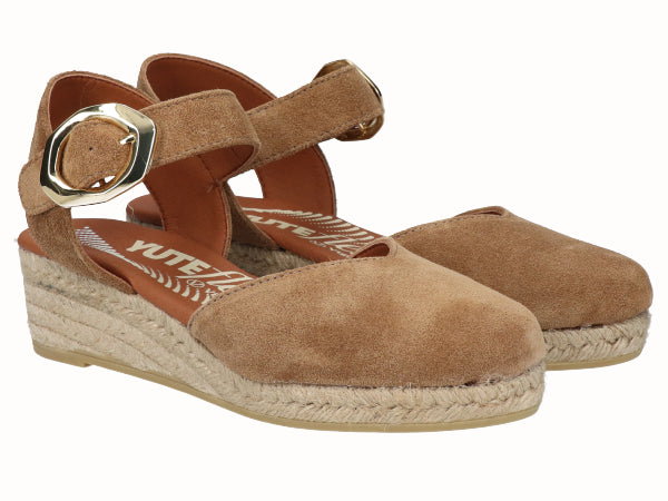 Alpargata Cuña Baja YuteFlex Piel Cuero
