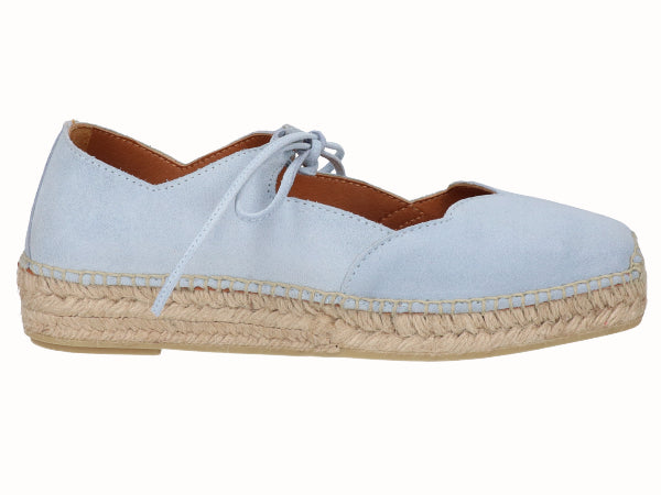 Alpargata Plana Piel Celeste con Cordones