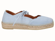 Alpargata Plana Piel Celeste con Cordones