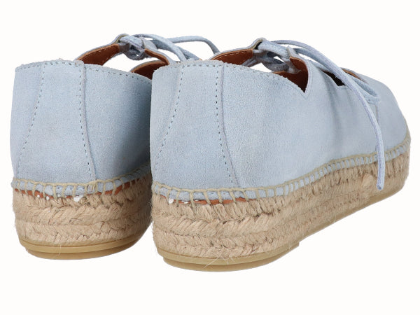 Alpargata Plana Piel Celeste con Cordones