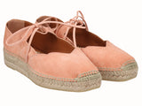 Alpargata Plana Piel Rosa con Cordones