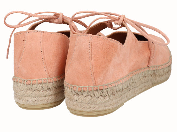 Alpargata Plana Piel Rosa con Cordones
