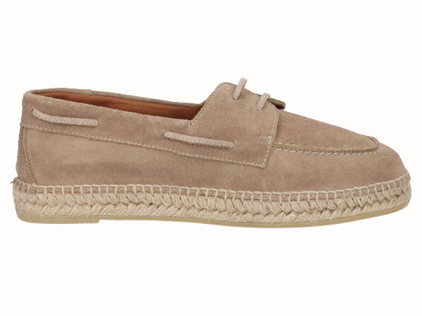 Alpargata Plana Piel Beig con Cordones