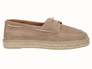 Alpargata Plana Piel Beig con Cordones