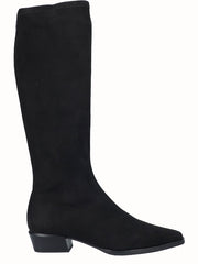 Bota Alta Licra Ante Negro