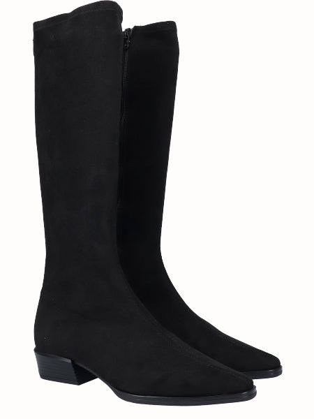 Bota Alta Licra Ante Negro